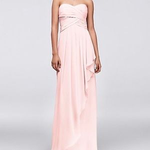 David’s Bridal Strapless Crinkle Chiffon Dress